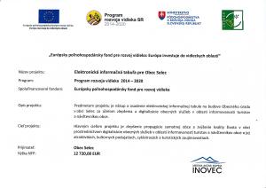 Názov projektu: Elektronická informačná tabuľa pre Obec Selec
